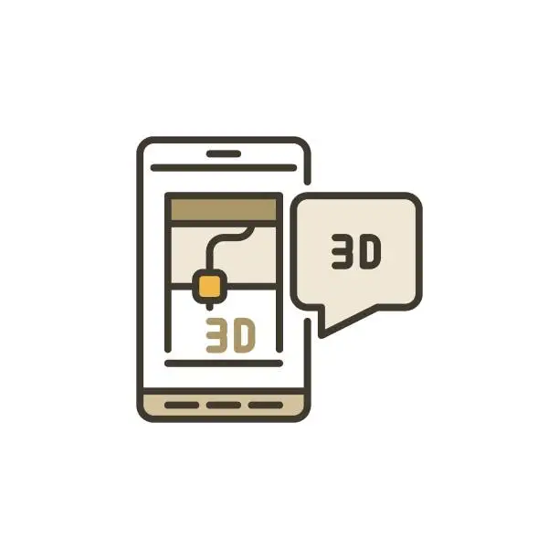 Vector illustration of 3D Printer Smartphone App device vector concept colored icon