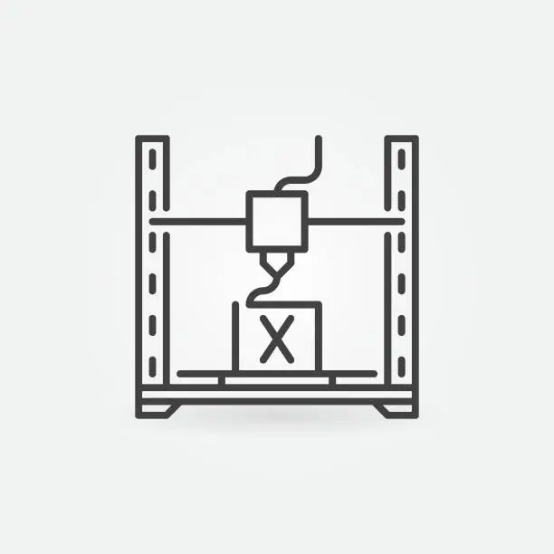 Vector illustration of 3D Printing vector 3d-printer concept icon in outline style