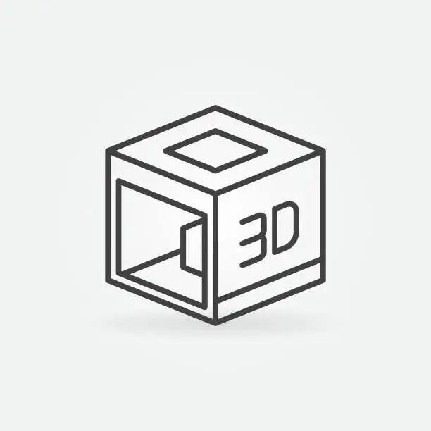 Vector illustration of Creative 3D Printer vector concept outline icon