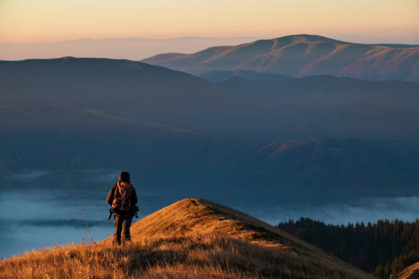 istock Lonely man on the mountain top 1463348137