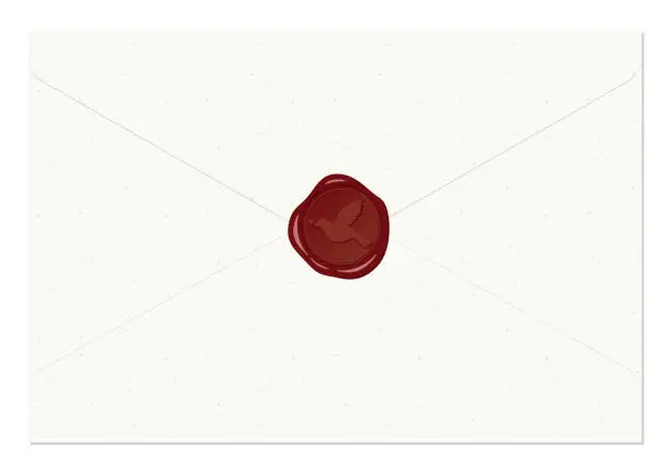 Vector illustration of Envelope sealed with a small bird sealing stamp Letter