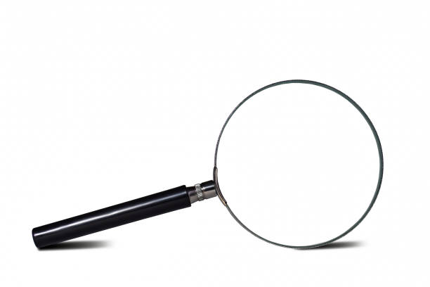 magnifier lens isolated on white background - magnifying glass lens holding europe imagens e fotografias de stock