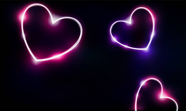 istock Neon heart sign or frame. Happy Valentine neon lights vector design 1463351729