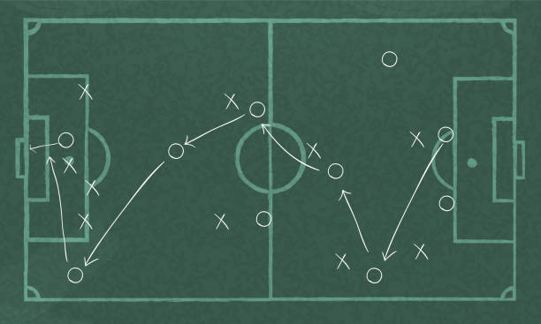 illustrations, cliparts, dessins animés et icônes de réaliste tableau dessin une stratégie de jeu de football. - football coach business ball