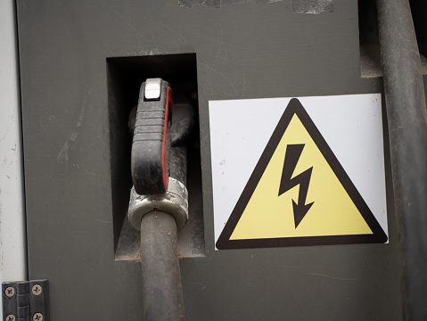 Blank Other Danger And Hazard Sign, isolated, black general warning triangle over yellow, large macro