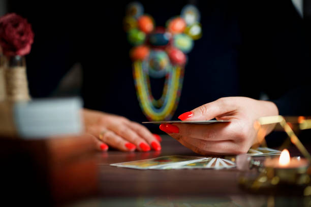 istock Defocused still Life with tarot cards 1463355190