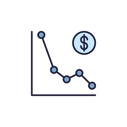 Fallender Datengraph Fallender Graphvektor Inflation Oder Hyperinflation Konzept Farbiges ...