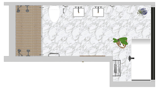 3D Concept MASTER BATHROOM, rendered elevation/perspective/plan view, Vector, Colorful illustration, Interior Design