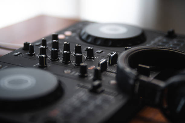 istock Close-up  dj controller and Sound mixing desk at home 1463362045