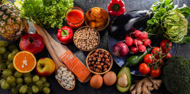 istock Food products representing the nutritarian diet 1463363769