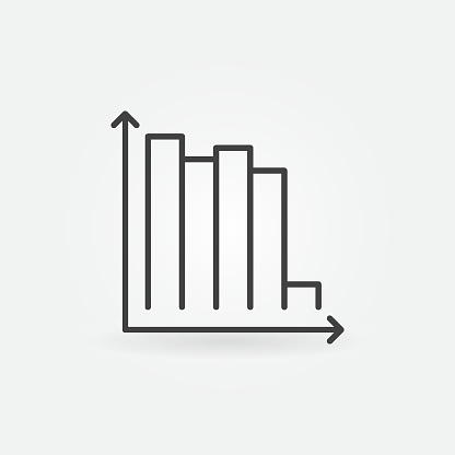 Declining Bar Graph vector Devaluation concept icon or sign in thin line style