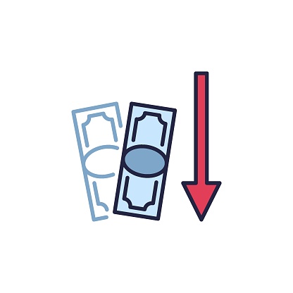 Money Value Down vector Devaluation concept colored icon or design element