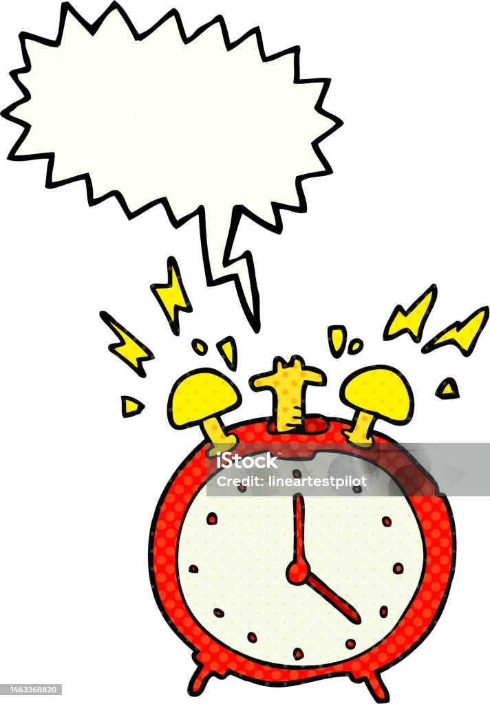 Clock Ringing Comic Freehand Drawn Comic Book Speech Bubble Cartoon Ringing Alarm Clock ...