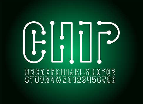 Technology Calligraphy Lettering Digital Technology Font Future Techno Alphabet For Electrical Circuits ...
