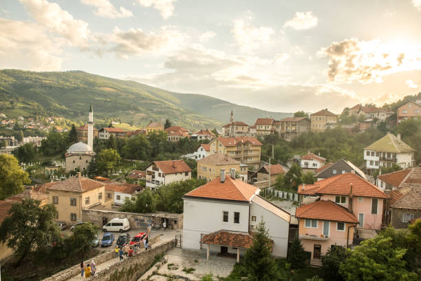 istock Long exposure of a townscape in an alpine landscape 1463370407