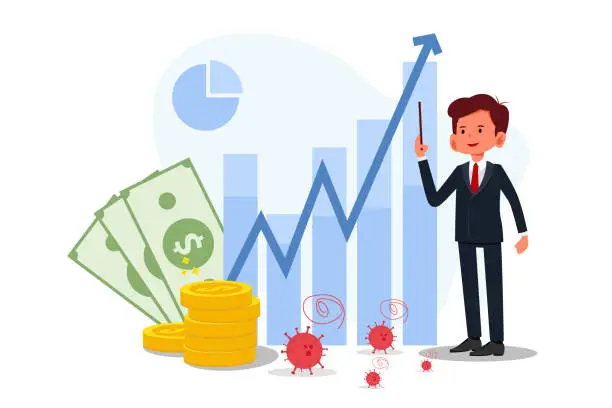Vector illustration of Economic Recovery, Revival Concept. Businessman
