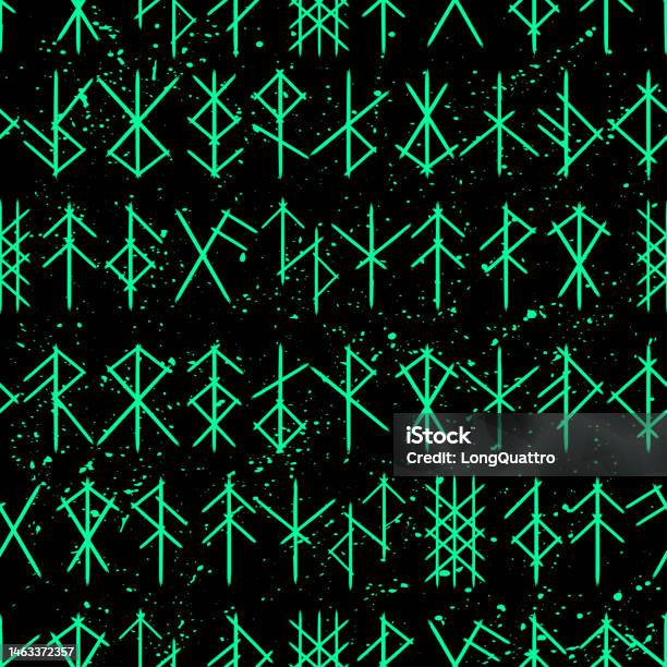 Sealing Runes Background Seamless Black Bind Runes Background Stock Illustration - Download ...
