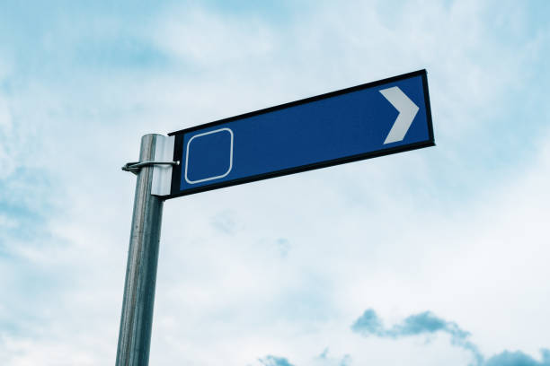 istock Mockup directional guide sign with arrow symbol pointing to the right 1463375626