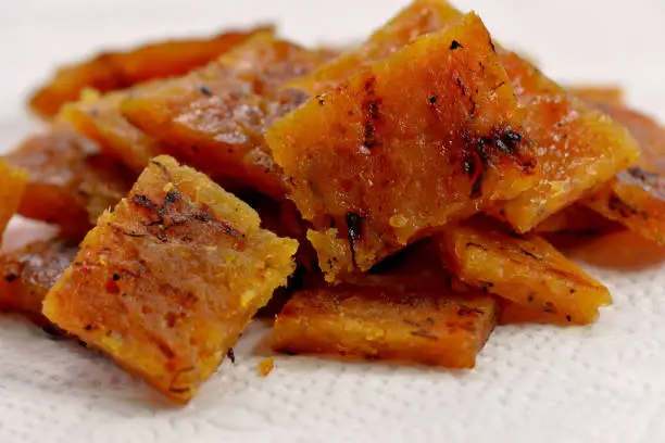 Photo of Charcoal-grilled Chinese bakkwa or jerky, a traditional delicacy during Chinese New Year