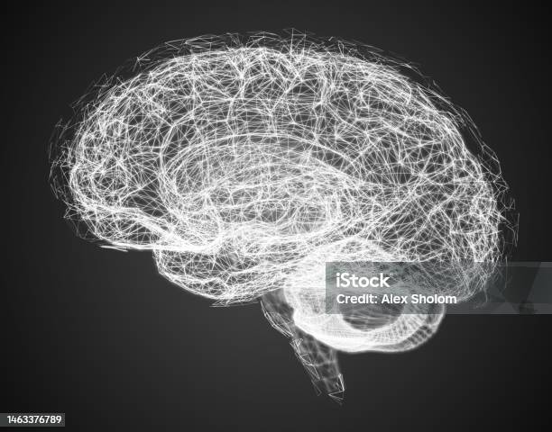 Dark Pattern Brain Threedimensional Brain On A Dark Background Stock Illustration ...