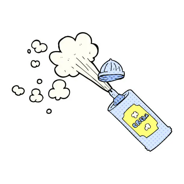 Vector illustration of freehand drawn cartoon squirting whipped cream