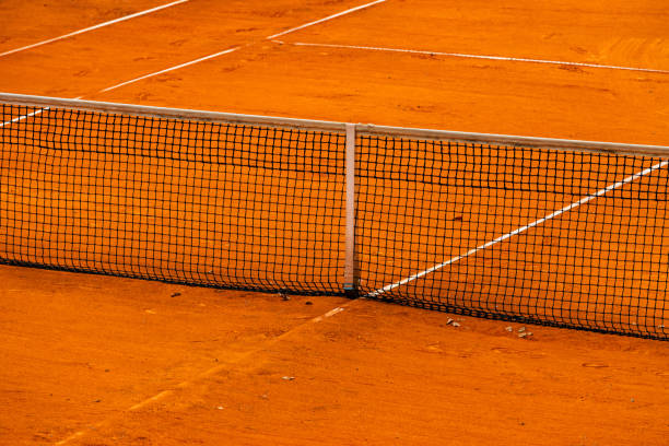 istock Tennis practice court with clay surface 1463378470