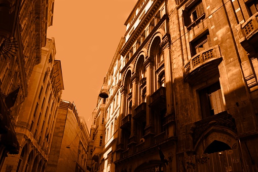 A view of the buildings in sepia effect in Istanbul, Turkey