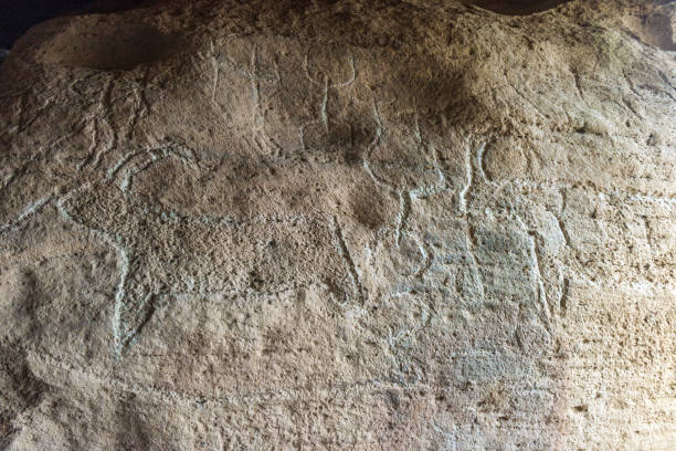 Reproduction of prähistoric rock paintings Cave de Niaux France Pyrenäen