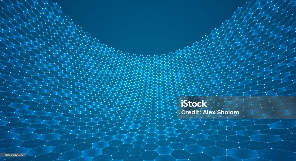 Vector 3d Object From A Hexagon Grid With Dots Stylish Design Stock ...