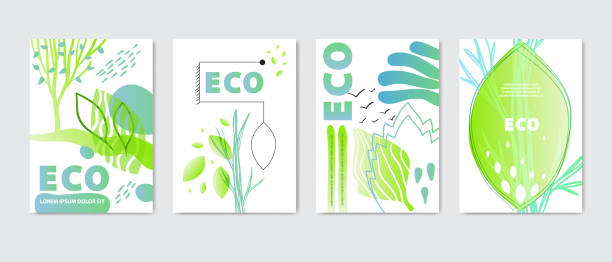 ilustrações de stock, clip art, desenhos animados e ícones de eco covers, templates set. world environment day. - earth day banner placard green