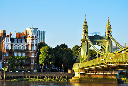 View of Hammersmith bridge in Londo