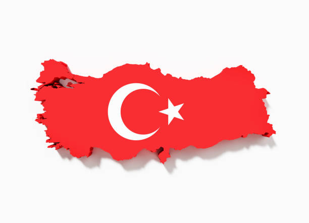 istock Geographical Border Of Turkey Textured With Turkish Flag On White Background 1463383389