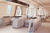 Private Jet Interior With Close-up View Of Empty Seats