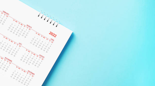 istock 2022 Annual Calendar On Blue Background 1463384935