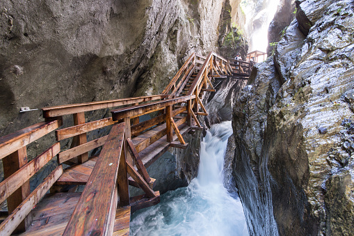 Trail through the impressive Sigmund Thun Klamm Gorge in Salzburg, Austria