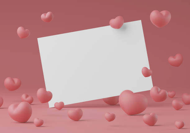 istock Postcard & Invitation card mockup template Valentine's day with copy space for your logo or graphic design, 3d rendering studio 1463385342