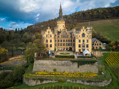 Where: Germany, Rhineland, Schloss Arenfels high above the Rhine\nWhen: Winter 2021\nWhat: Atmospheric view of Maus Castle on the Rhine\nWho: Old castle on the Middle Rhine\nWhy: Historical castle with a lot of history