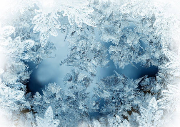Frosty natural pattern on winter window