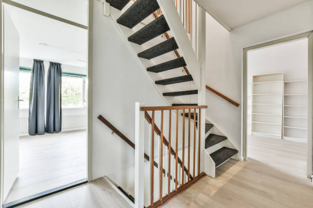 istock Interior design and decoration of a hallway with staircase 1463389856