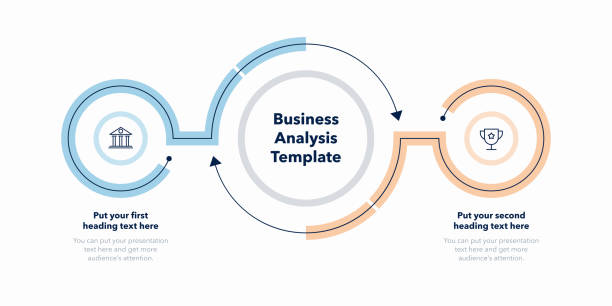 두 단계의 비즈니스 분석을 위한 간단한 인포그래픽 - diagram flow chart whiteboard empty stock illustrations