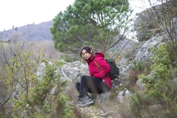 istock Girl rest during trekking 1463391750