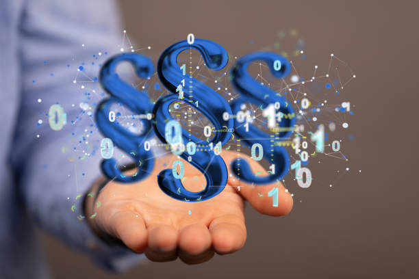 istock Person presenting the virtual projection of paragraph signs 1463394185