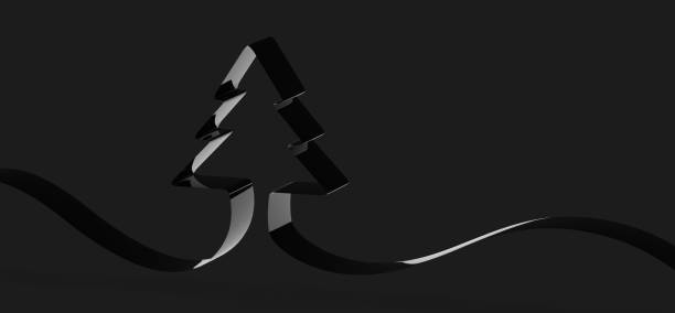 istock Black ribbon forming a Christmas tree on a black background 1463395416