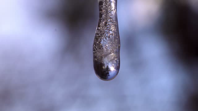drops of water flowing from an icicle