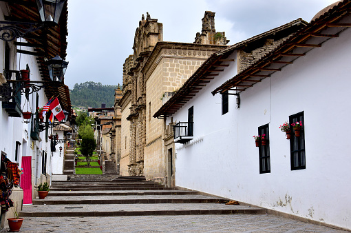 Typical colonial architecture in Cajamarca, Peru