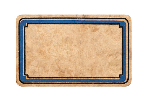 Old nameplate from a school booklet, isolated on white background. (Made in the first half of the 20th century)