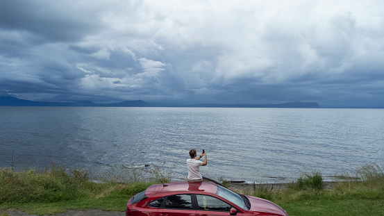 Late summer day with stormy weather creates fairy-like scenic view over the lowlands.