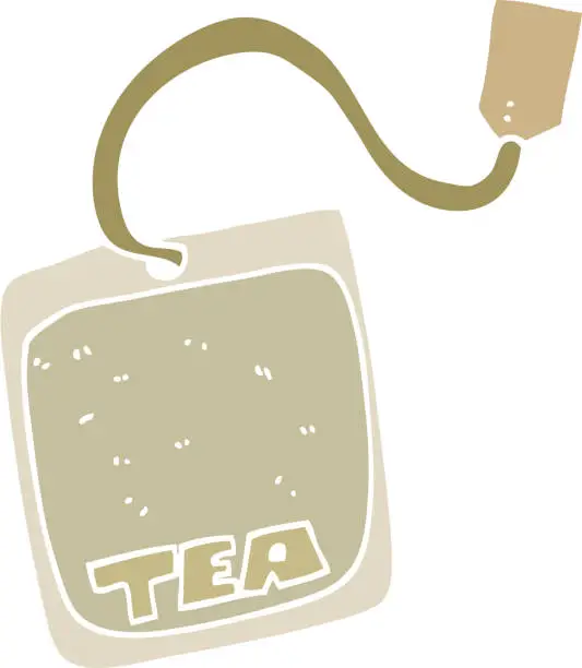 Vector illustration of flat color style cartoon tea bag