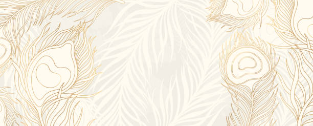 Horizontal banner with peacock feathers. Luxury and beautiful decoration design for text background. Modern transparency wallpaper. Horizontal banner with peacock feathers. Luxury and beautiful decoration design for text background. Modern transparency wallpaper. Vector illustration. peacock feather stock illustrations
