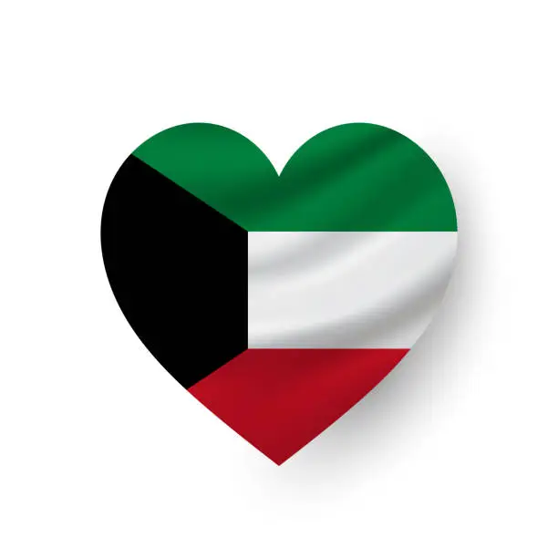 Vector illustration of Kuwait heart flag. Vector
